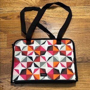 NEW Thirty-one Triangles Pink Orange Brown Geometric Laptop Utility Tote Bag